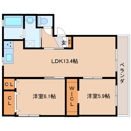 二上駅 徒歩4分 2階の物件間取画像